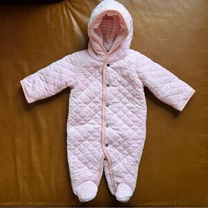 RALPH LAUREN Pink Quilted Velvet Bunting, 6mo